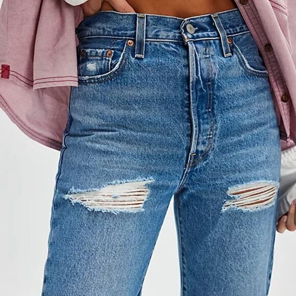 Levi's Ribcage Straight Ankle Jeans Color Live For The Music Regular Fit - Picture 5 of 6